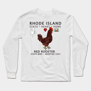 Rhode Island - Red Rooster - State, Heart, Home - state symbols Long Sleeve T-Shirt